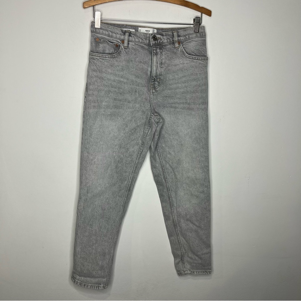 MNG denim mom jeans gray acid wash size 8